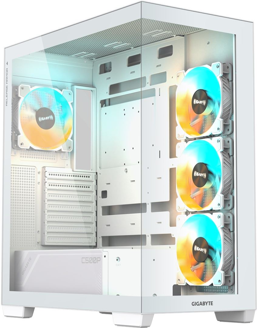 GIGABYTE Panoramic Stealth Ice Mid Tower PC Case Beyaz Tempered Glass 4x ARGB Fan