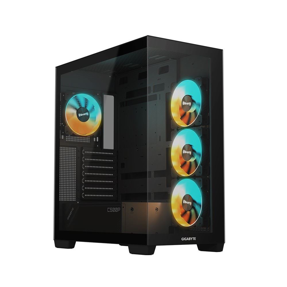 GIGABYTE Panoramic Stealth Mid Tower PC Case Tempered Glass 4x ARGB Fan
