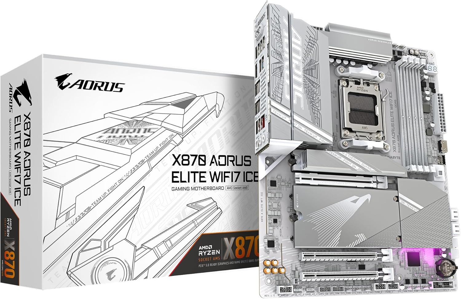 GIGABYTE X870E-A-ELITE-WIFI7-ICE 8200MHz OC DDR5 AM5 M.2 HDMI DP ATX Anakart