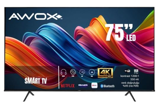 Awox B227500 4K Ultra HD 75' 190 Ekran Uydu Alıcılı Smart LED TV