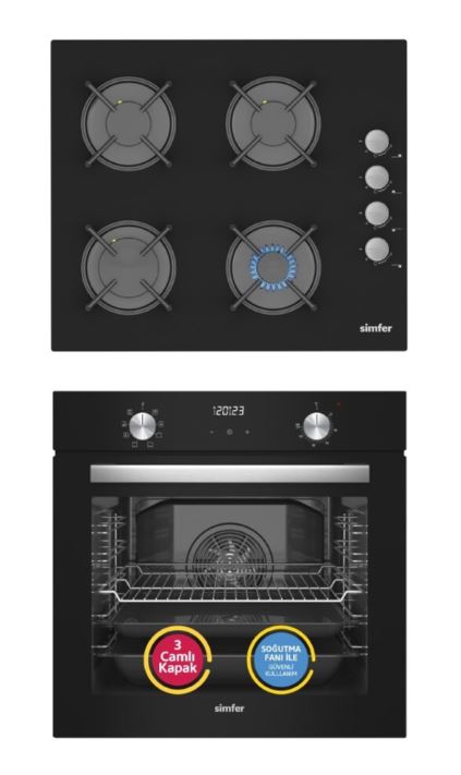 Simfer 0+8 Fonksiyon QS Dijital Siyah 2'li Ankastre Set (8208 Fırın + 3500 Ocak)