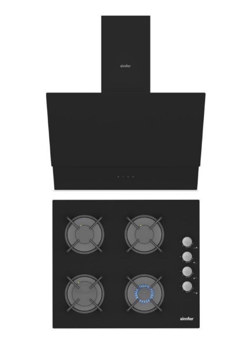 Simfer QS Siyah 2'li Cam Ankastre Set (3500 Ocak + 8703 Davlumbaz)