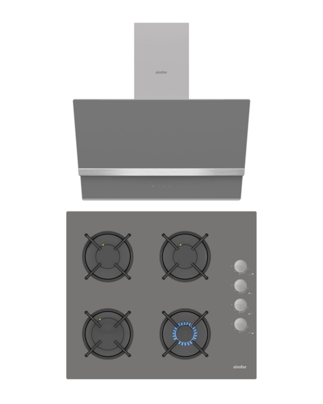 Simfer Steam Master Gri 2'li Ankastre Set (8740 Davlumbaz- 3538 Ocak)