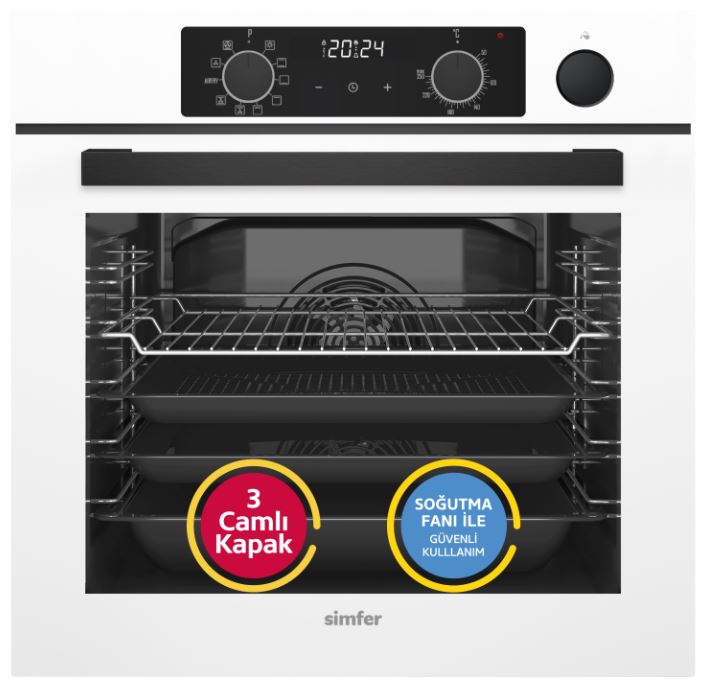 Simfer 0+10 Fonksiyon Steam Master Beyaz 2'li Ankastre Set (8245 Fırın + 3509 Ocak)