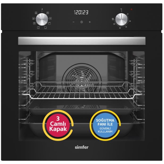 Simfer 8208 0+8 Fonksiyon QS Siyah Cam Ankastre Fırın