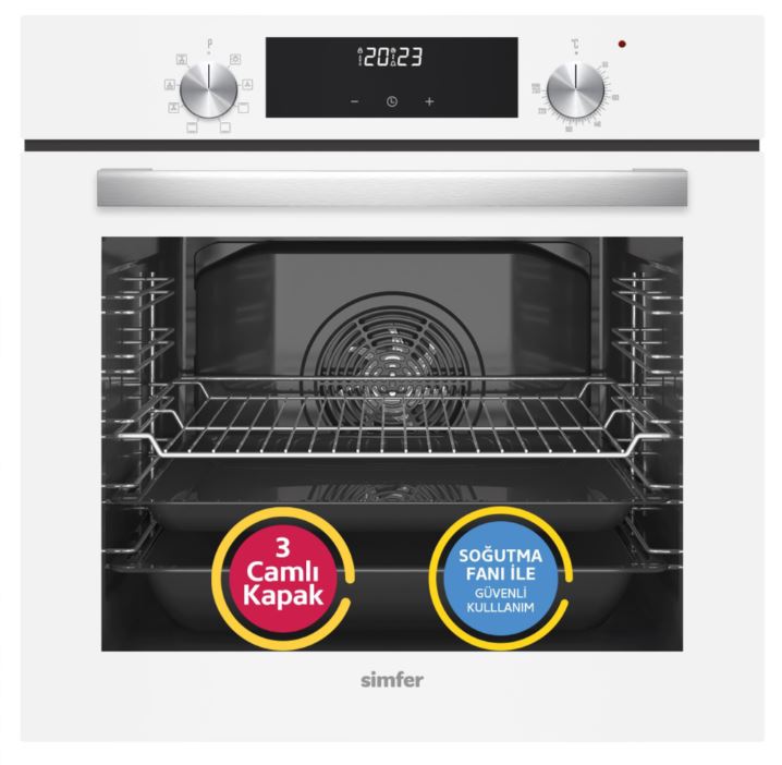 Simfer 8209 0+8 Fonksiyon QS Beyaz Cam Ankastre Fırın 