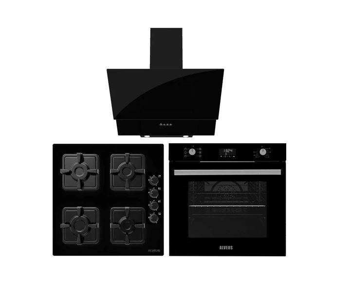 Alveus Siyah Cam Ankastre Set - 04 (Kls 670 + Mfa 627 + Mod 3000)
