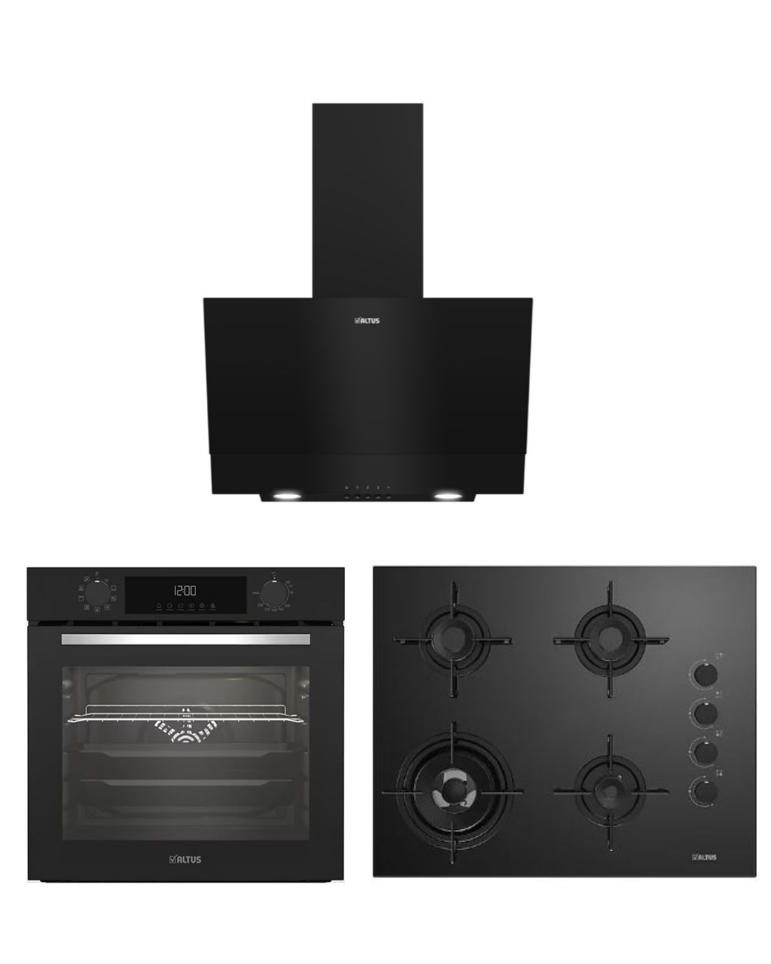 ALTUS ALA 332 B + ALA 189 DB + ALA 510 B Siyah Ankastre Set