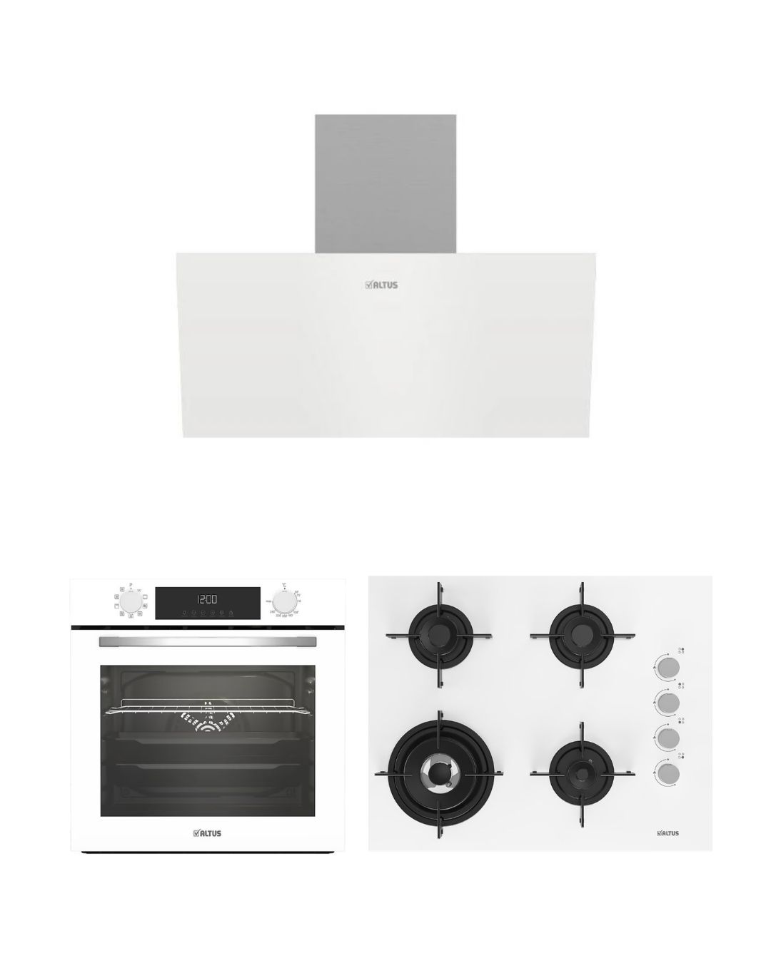 ALTUS ALA 332 W + ALA 189 DW + ALA 510 W Beyaz Ankastre Set