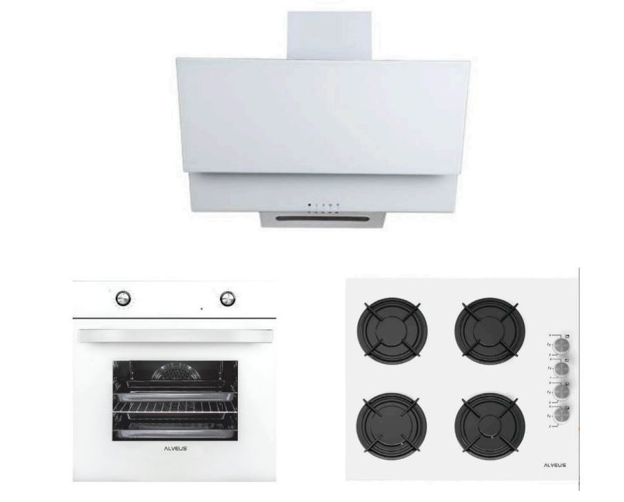 Alveus Beyaz Cam Ankastre Set (MFA 604M WH + KLS 670 + F17 60)