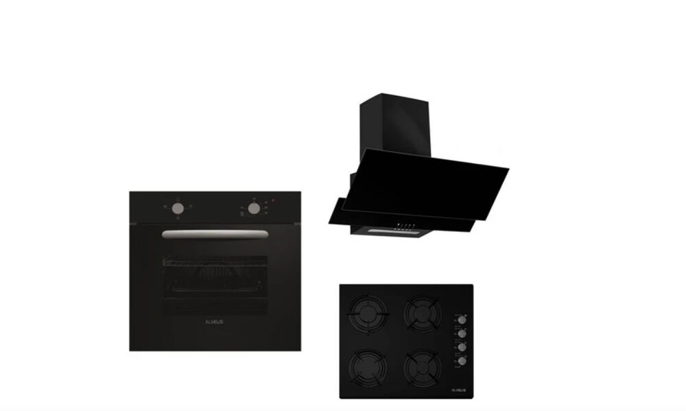 Alveus Siyah Ankastre Set ( Mfa 604 M Fırın - Gls 640 Bl Ocak - F17/60 Davlumbaz )
