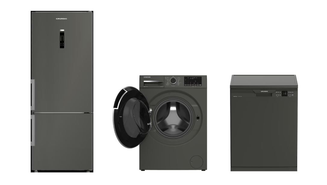 Grundig Manhattan Gri 3’lü Beyaz Eşya Seti