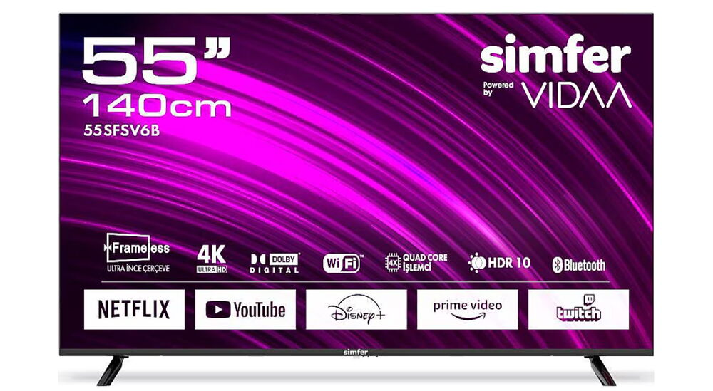 Simfer 55SFSV6B 4K Ultra HD 55' 140 Ekran Uydu Alıcılı Smart LED TV