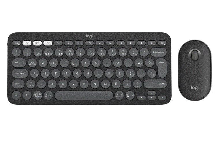 LOGITECH Pebble 2 Multi-Device Bluetooth Klavye Mouse Seti Grafit