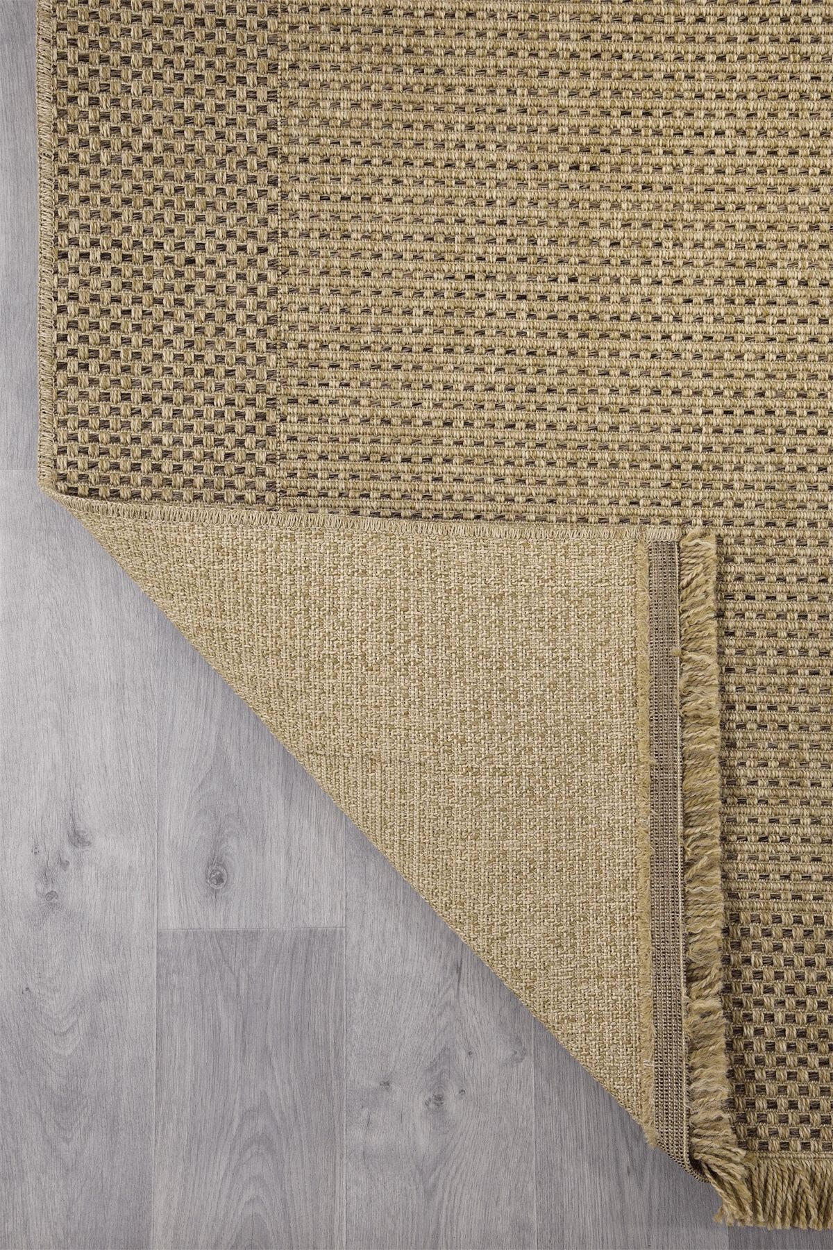 Yıkanabilir Sisal Jüt Dokuma Hasır Halı Kilim Püsküllü Bej Kahve Mutfak Balkon Bahçe Teras view 5