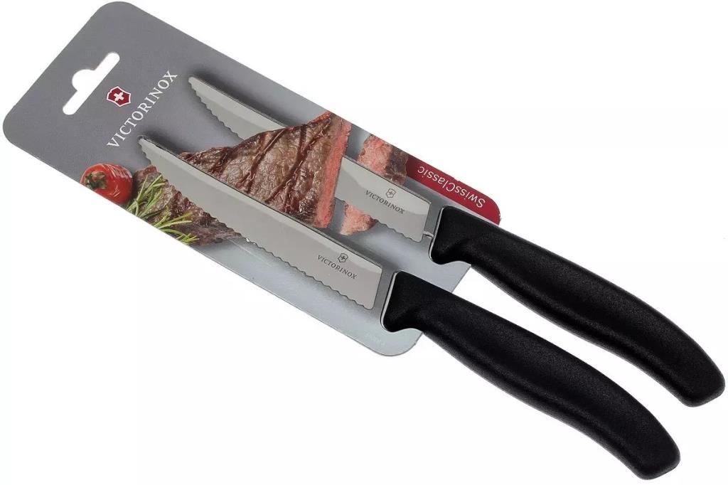 ​Victorinox 2'li Tırtıklı Biftek Bıçağı 12cm Siyah 6.7933.12B 