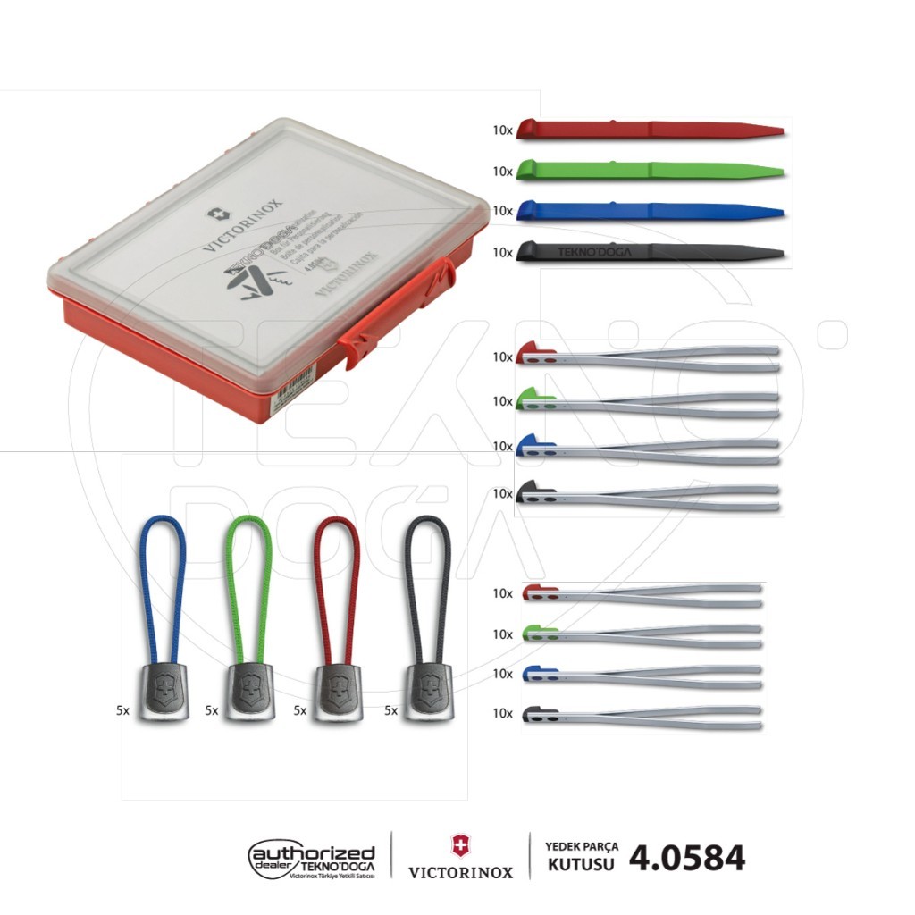Victorinox 4.0584 Renkli Kürdan, Cımbız, Kordon Aksesuar Yedek Parça Kutusu