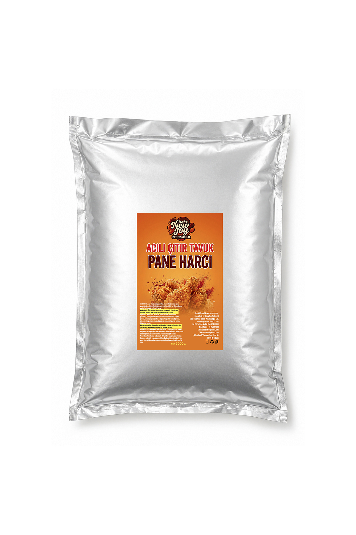 Acılı Çıtır Tavuk Pane Harcı 3000 gr Acılı Kaplama Harcı