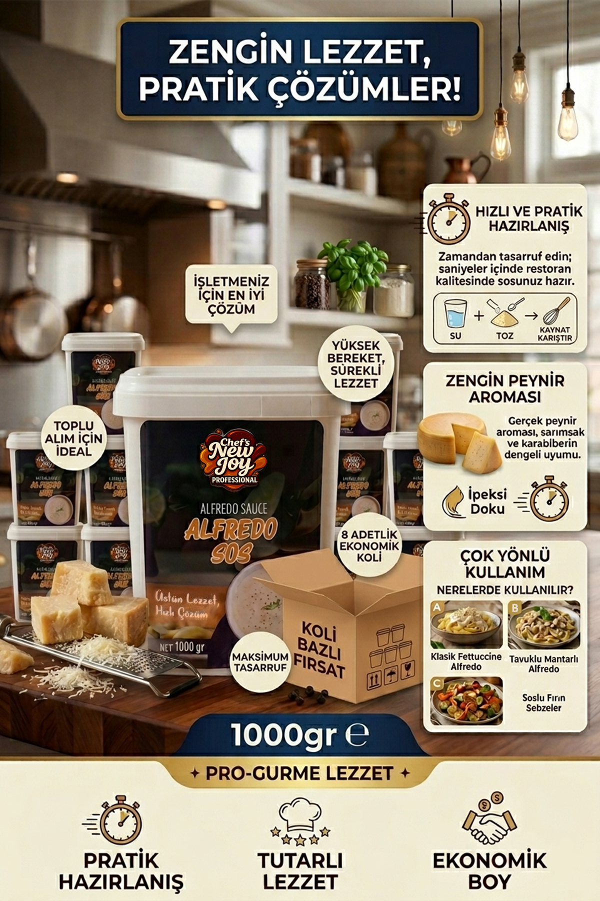 Alfredo Sos 1000 G X 8 Adet - 1 Koli (Koli Bazlı Avantaj Paketi)