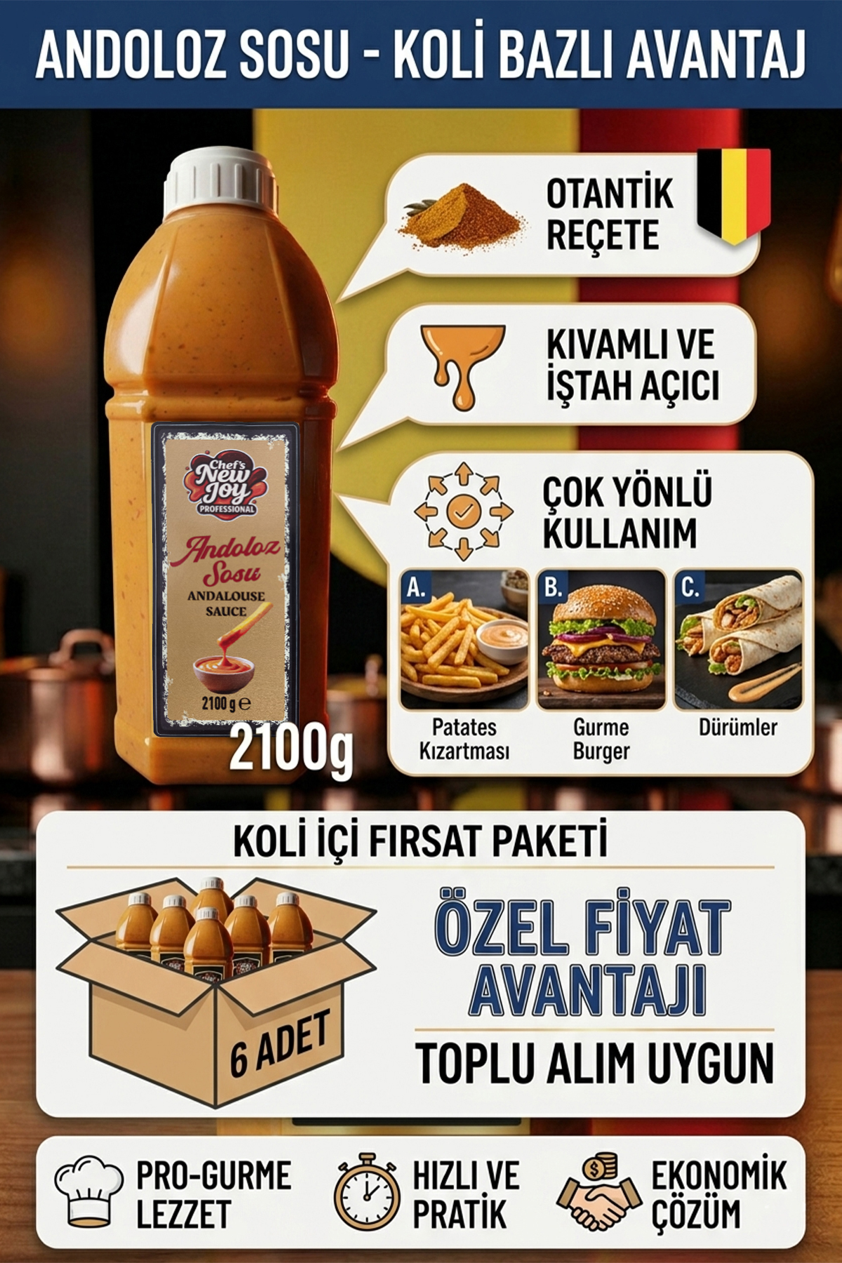 Andoloz Sosu 2100 G x 6 Adet - 1 Koli (Koli Bazlı Avantaj Paketi)
