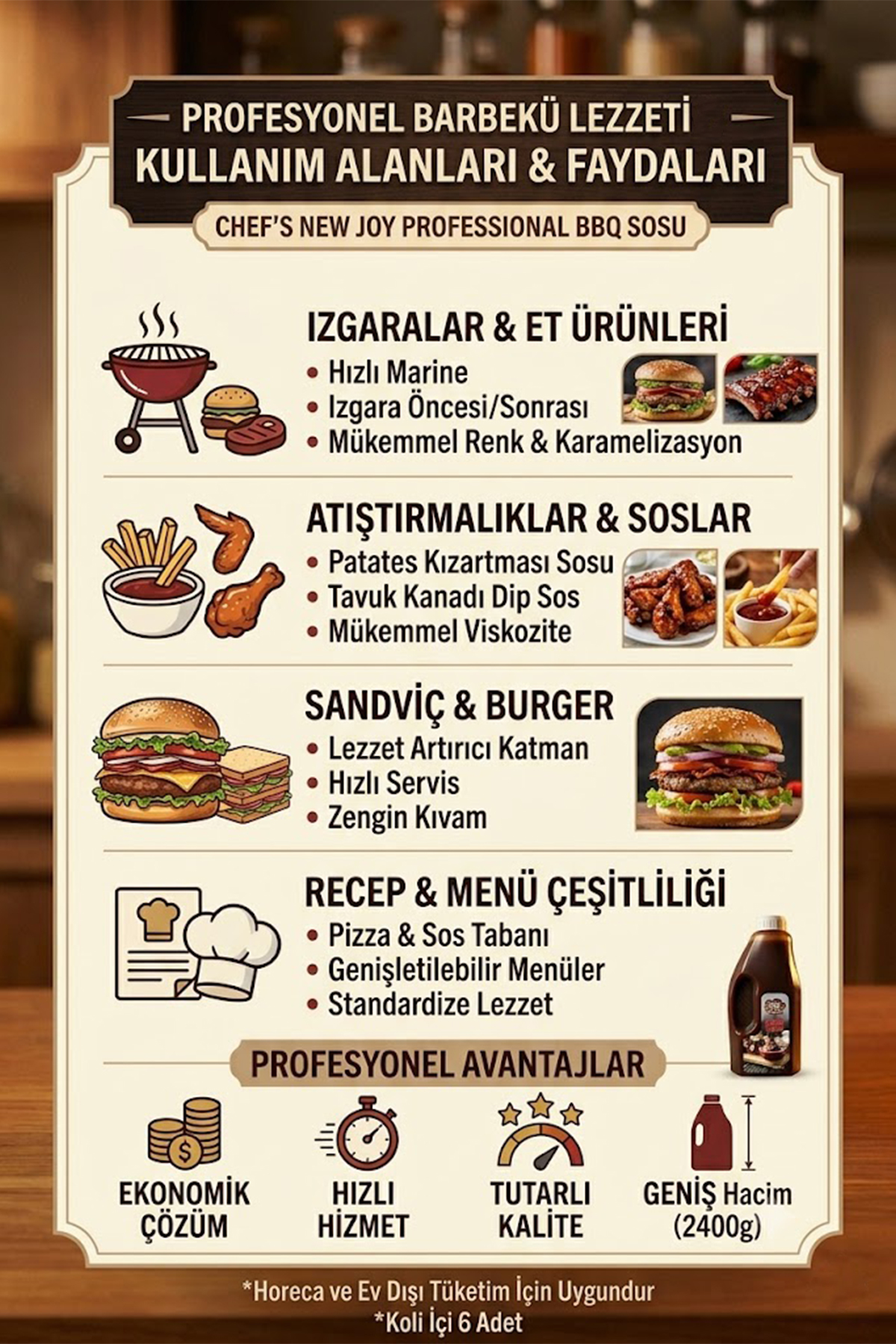 Barbekü Sosu 2400 G x 6 Adet - 1 Koli (Koli Bazlı Avantaj Paketi) BBQ Sauce