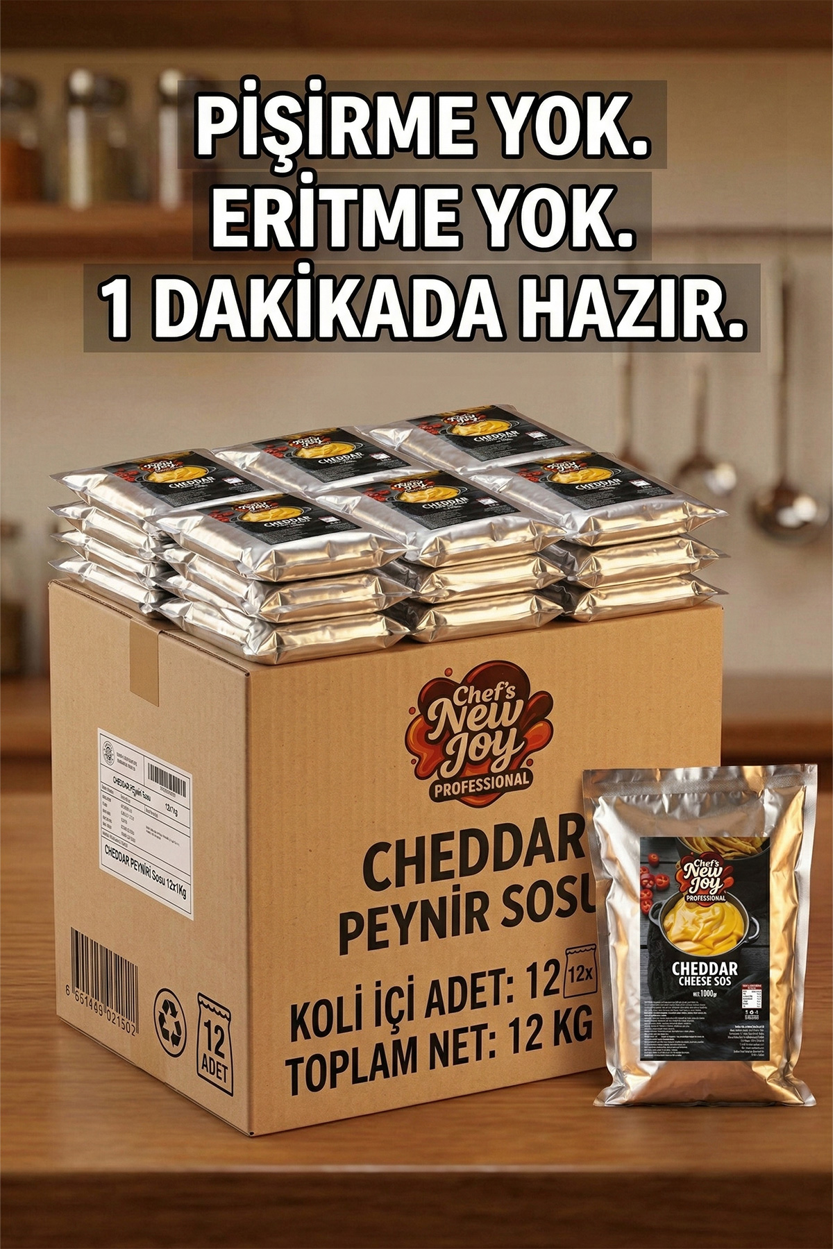 Cheddar Sos 1000 G x 12 Adet - 1 Koli (Koli Bazlı Avantaj Paketi)