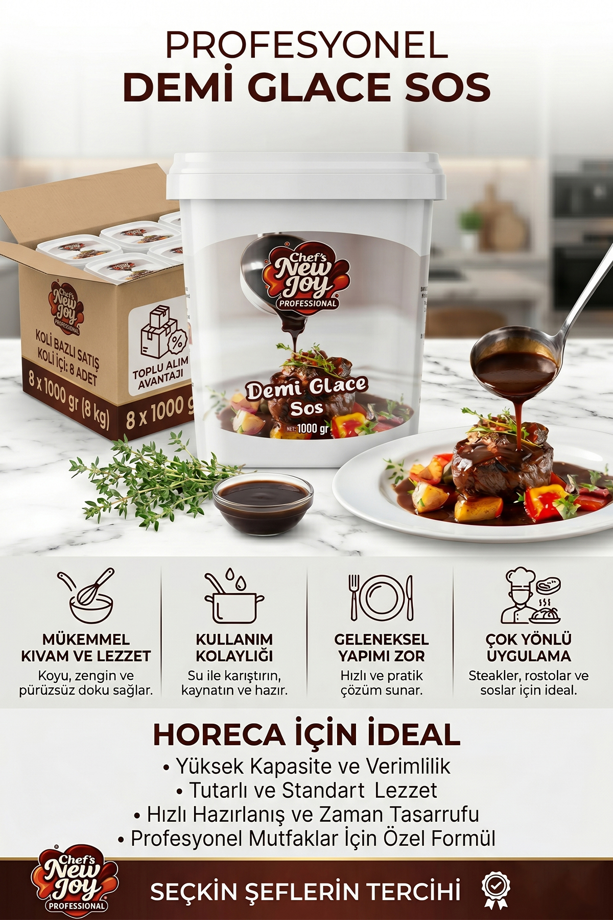 Demi Glace Sos 1000 G X 8 Adet - 1 Koli (Koli Bazlı Avantaj Paketi)