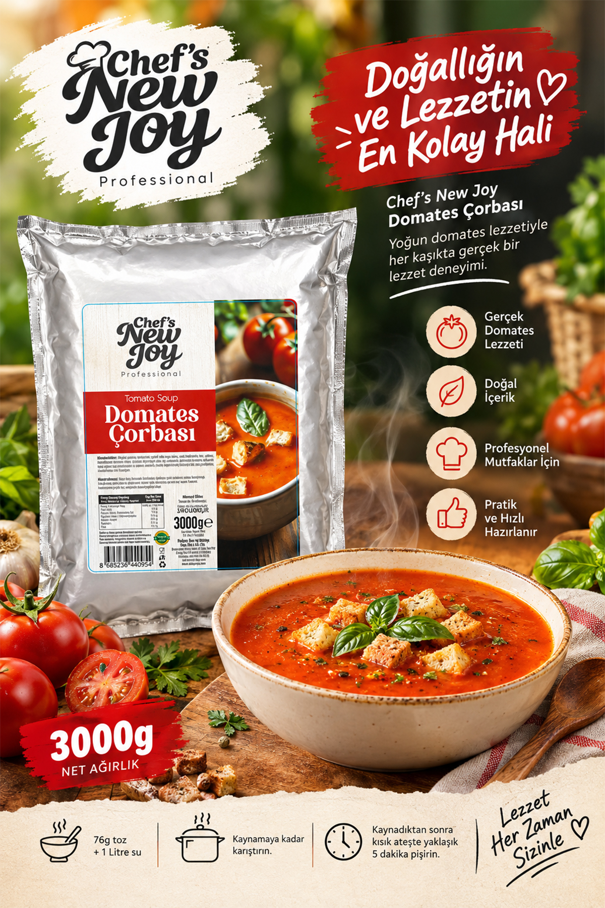 Domates Çorbası 3000 gr Tomato Soup Hazır Çorba