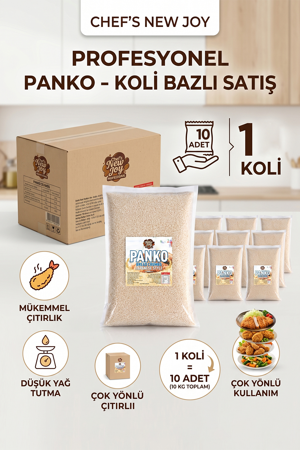 Ekmek Kırıntısı Panko 1000 G x 10 Adet - 1 Koli (Koli Bazlı Avantaj Paketi)