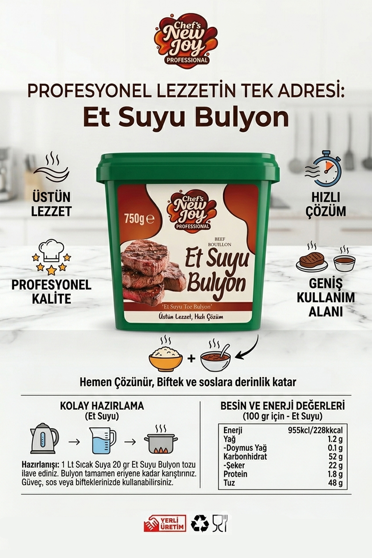 Et Suyu Bulyon 750 gr Et Bulyon Toz Bulyon