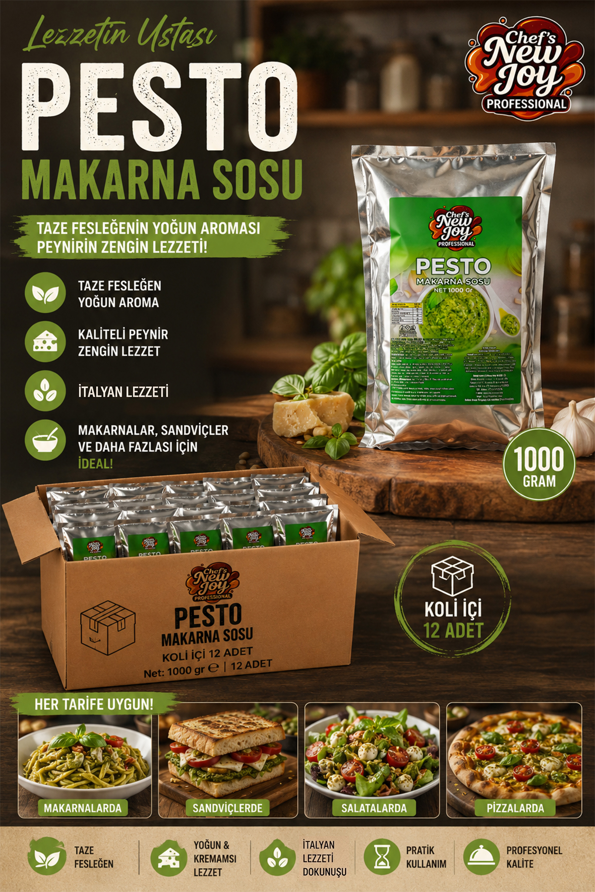 Pesto Sos 1000 G x 12 Adet - 1 Koli (Koli Bazlı Avantaj Paketi)