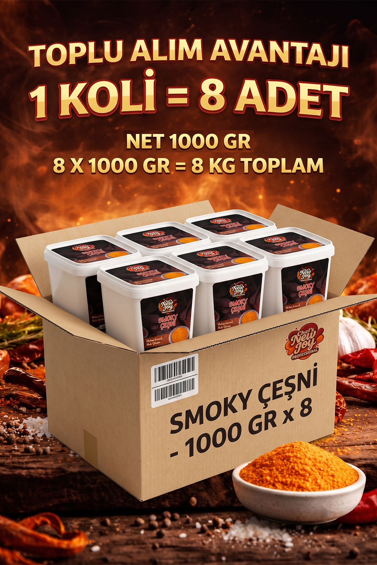 Smoky Çeşni Barbekü Baharatı 1000 G x 8 Adet - 1 Koli (Koli Bazlı Avantaj Paketi)