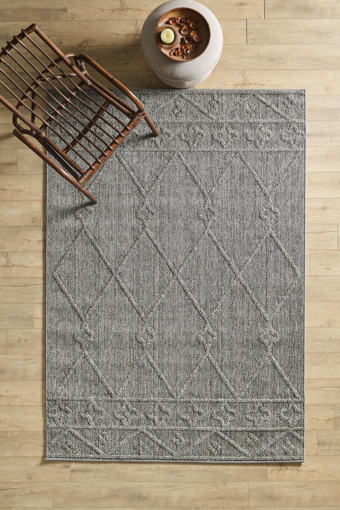 İskandinav Tasarım Boho Desenli Gri Halı Salon Halısı Mutfak Halısı Yolluk Paspas Dış Mekan Halısı