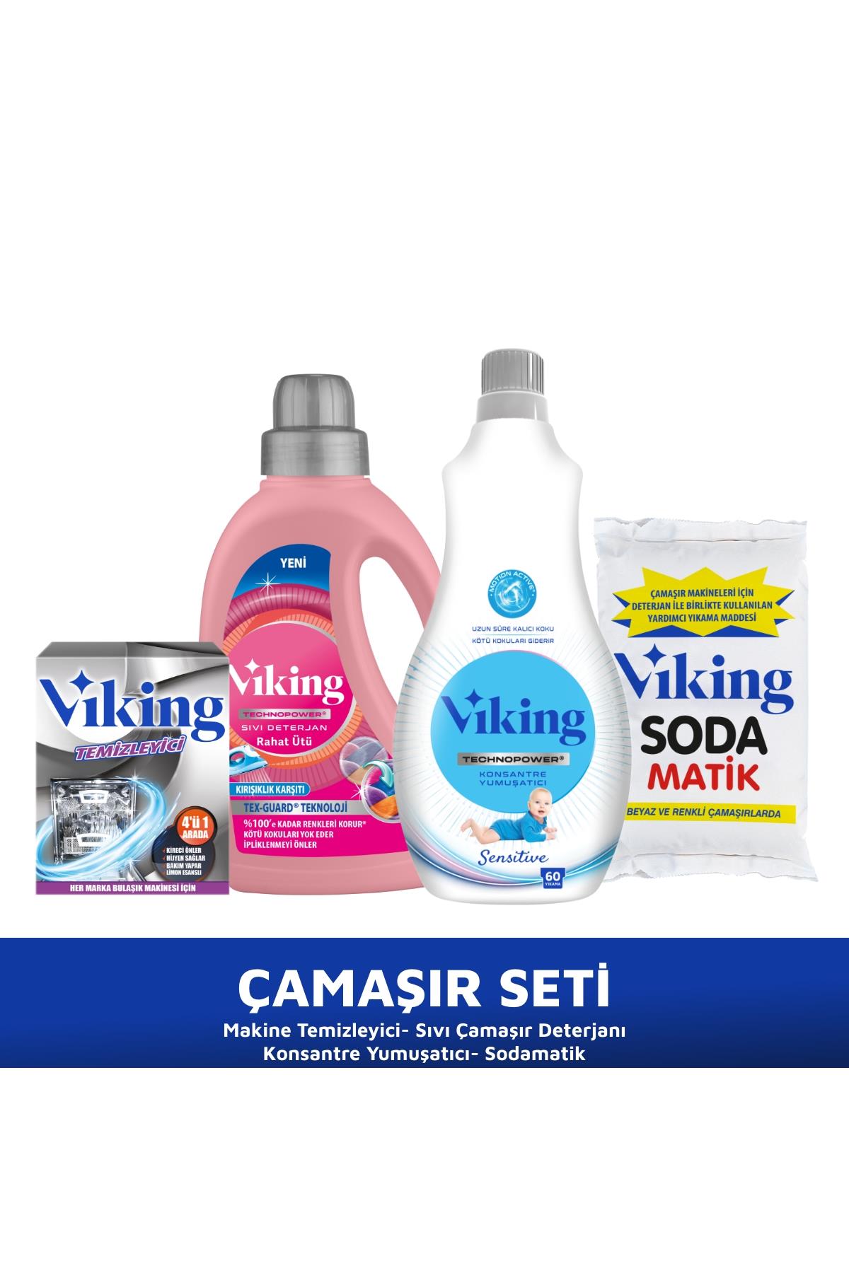 Çamaşır Hijyen Seti (Çamaşır Deterjanı + Yumuşatıcı + Toz Soda Matik + Makine Tem.) 4 'lü Set