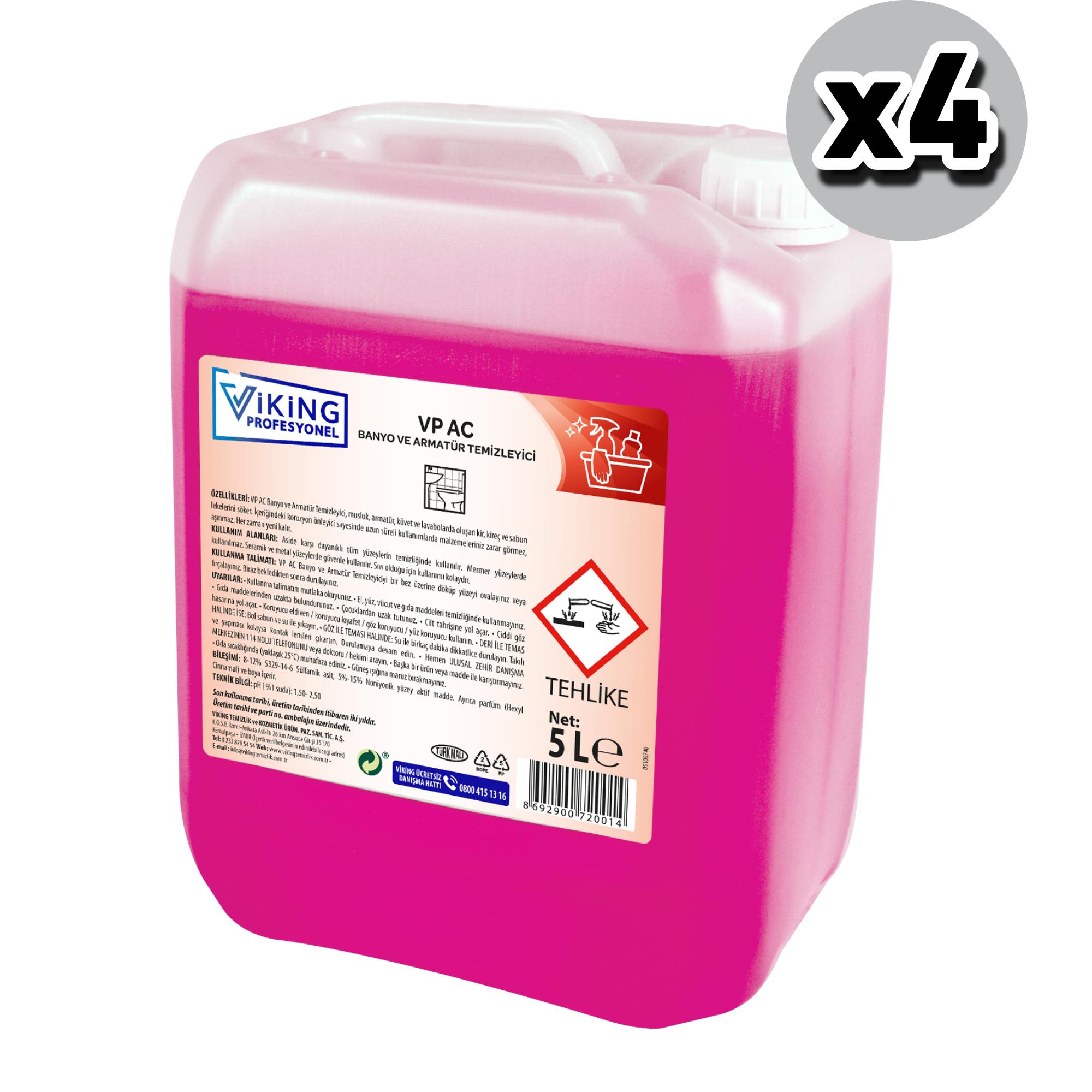 VP AC Banyo ve Armatür Temizleyici 5 L 4 Adet (1 koli)