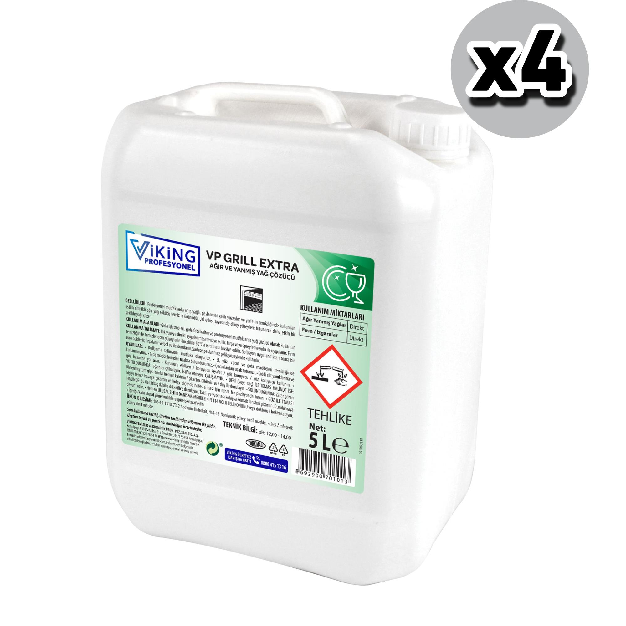 Viking Vp Grıll Extra Ağır Ve Yanmış Yağ Çözücü 5 Lt 4 Adet 1 Koli