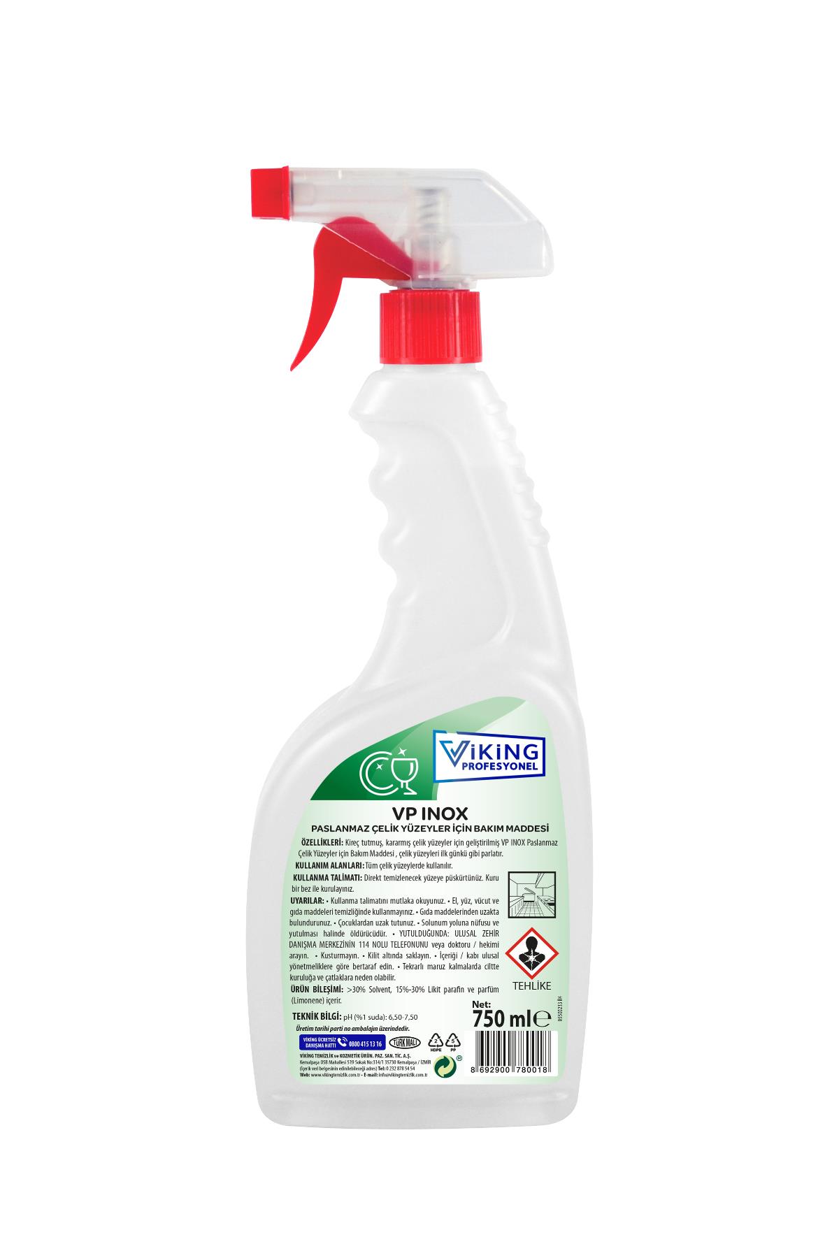 Viking Vp Inox Paslanmaz Çelik Yüzeyler İçin Bakım Maddesi 750 ml 1 Adet