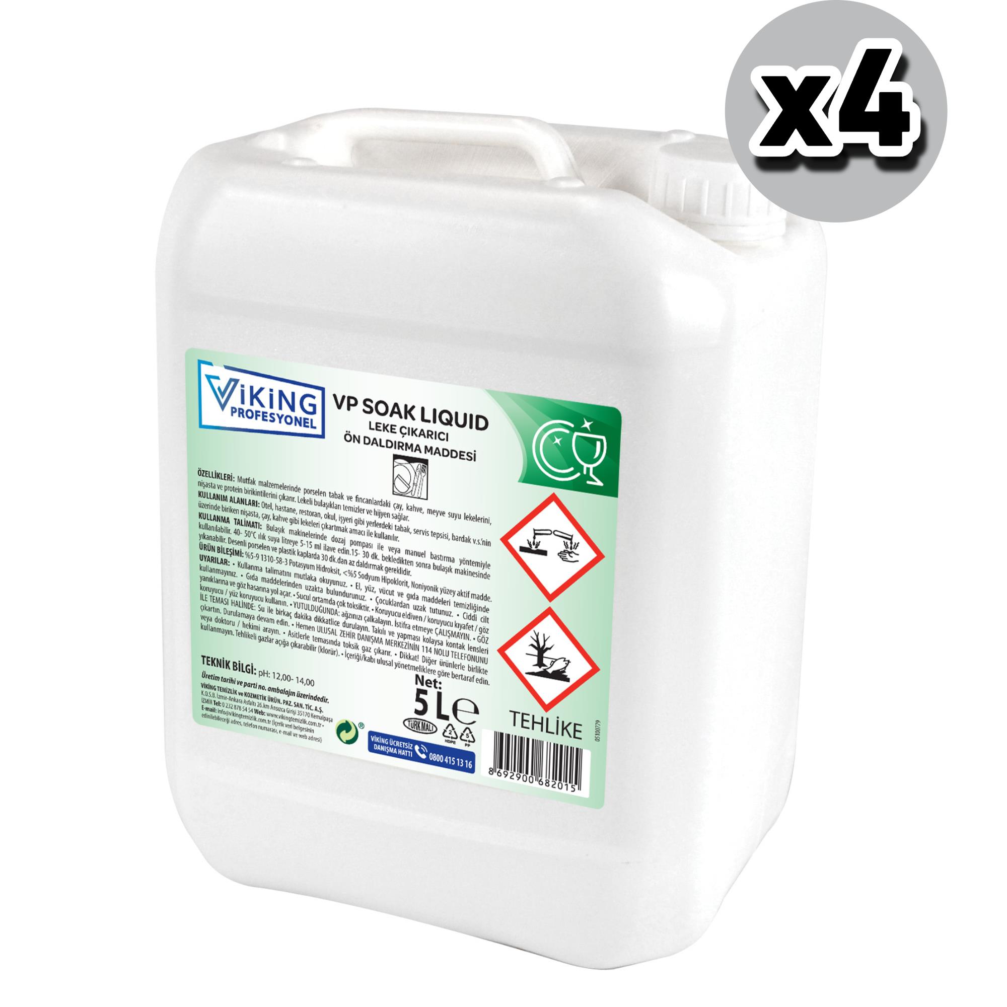 Viking Vp Soak Lıquıd Leke Çıkarıcı Ön Daldırma Maddesi 5 Lt 4 Adet 1 Koli