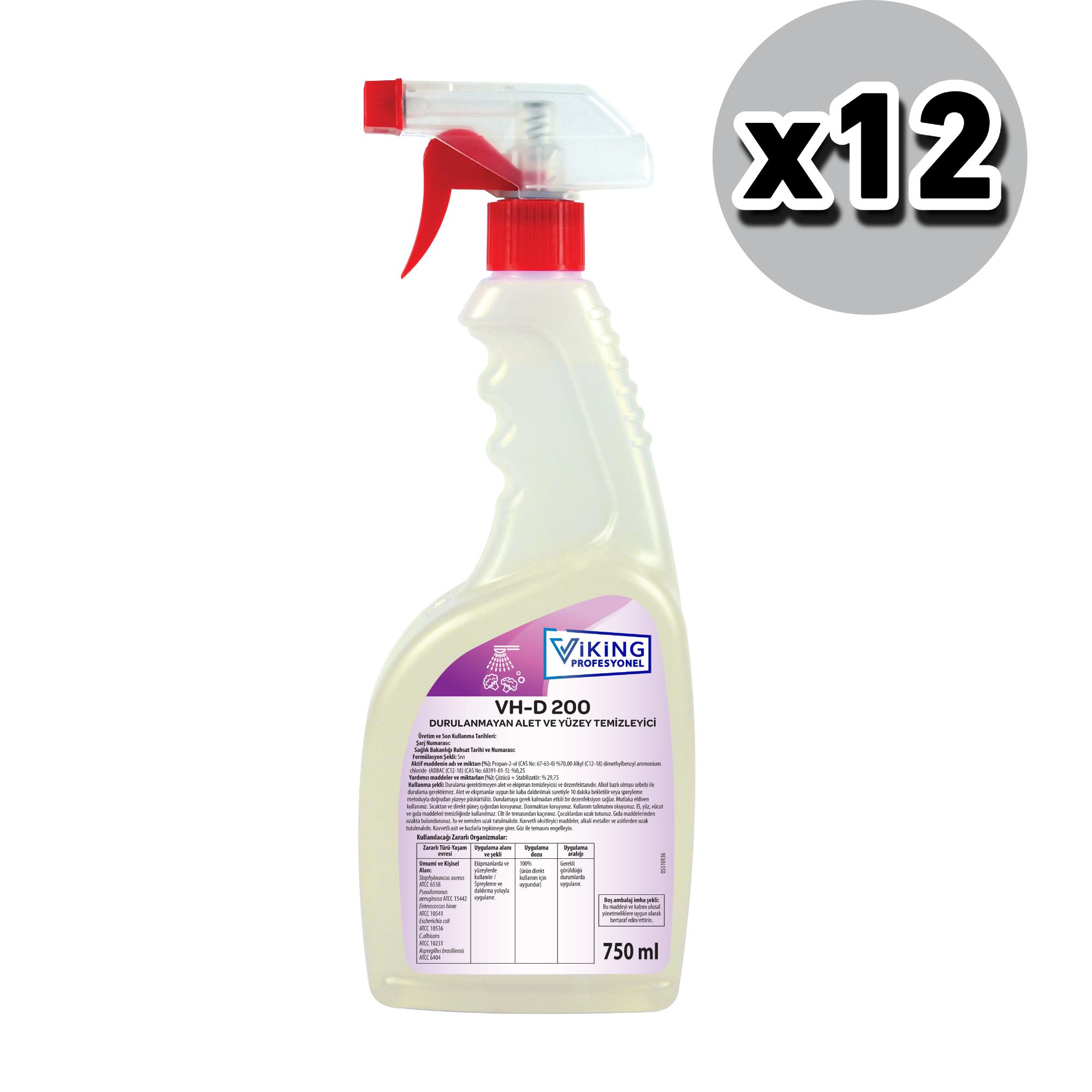 VP VH-D 200 Durulanmayan Alet ve Yüzey Temizleyici 750 ml 12 Adet (1 koli)