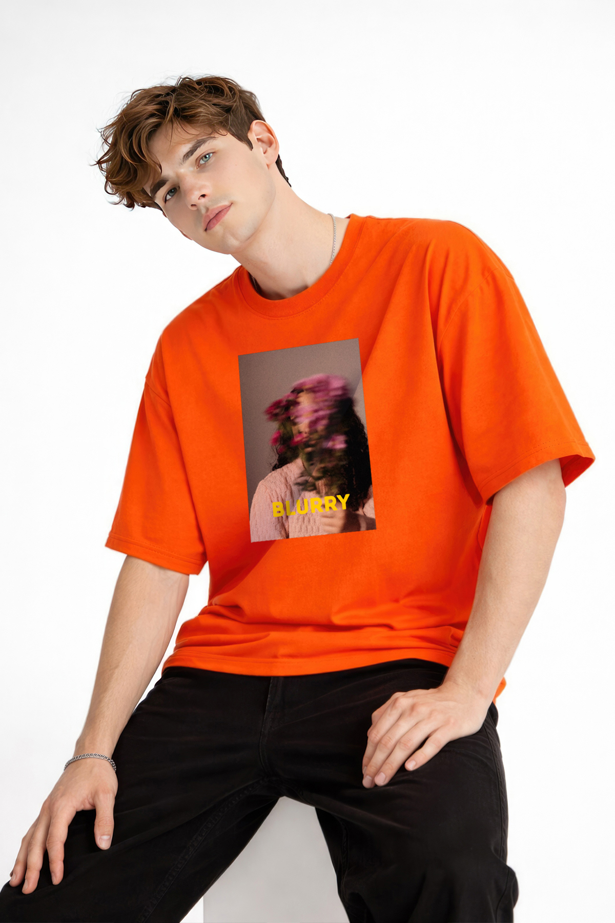 Blurry - Oversize Men's T-Shirt ORANGE