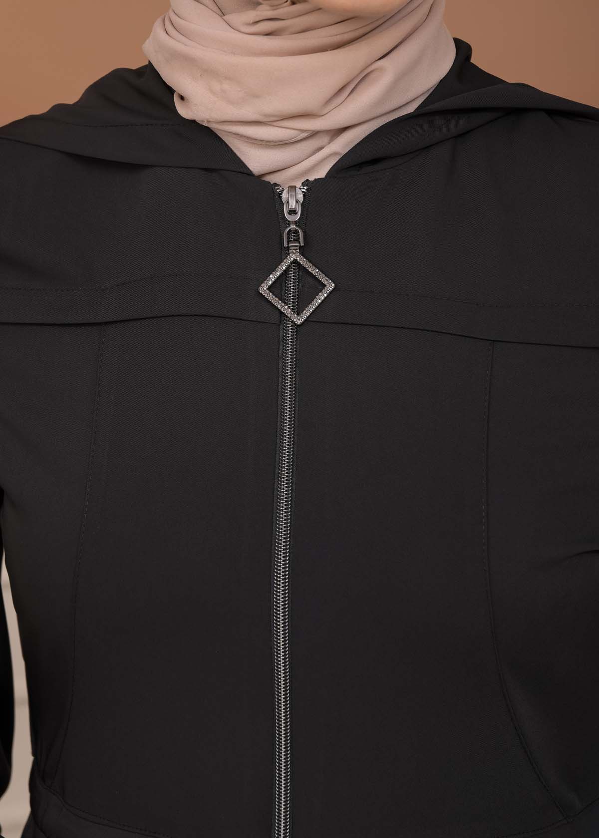 Modest Abaya With Flared Sleeve Detail 677 Siyah