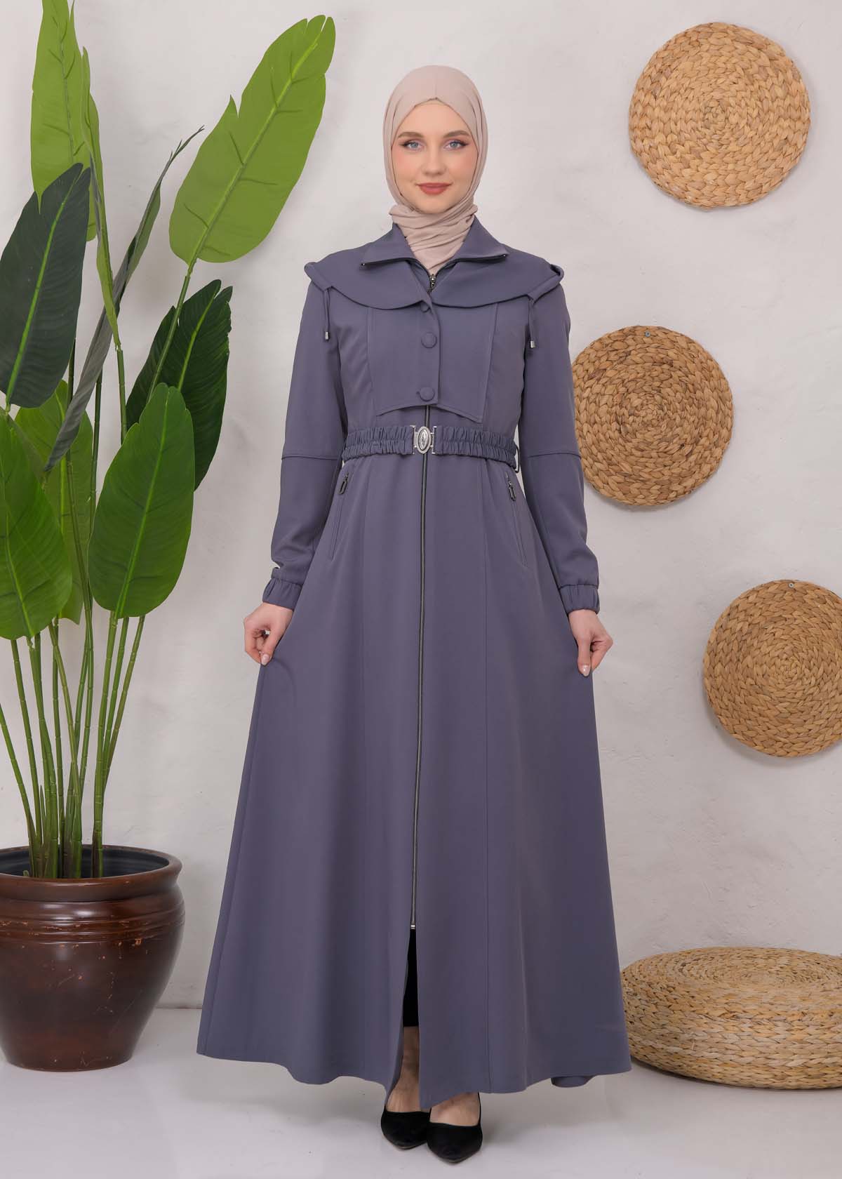 Modest Topcoat With Buttoned Detail 1220 - Anthracite