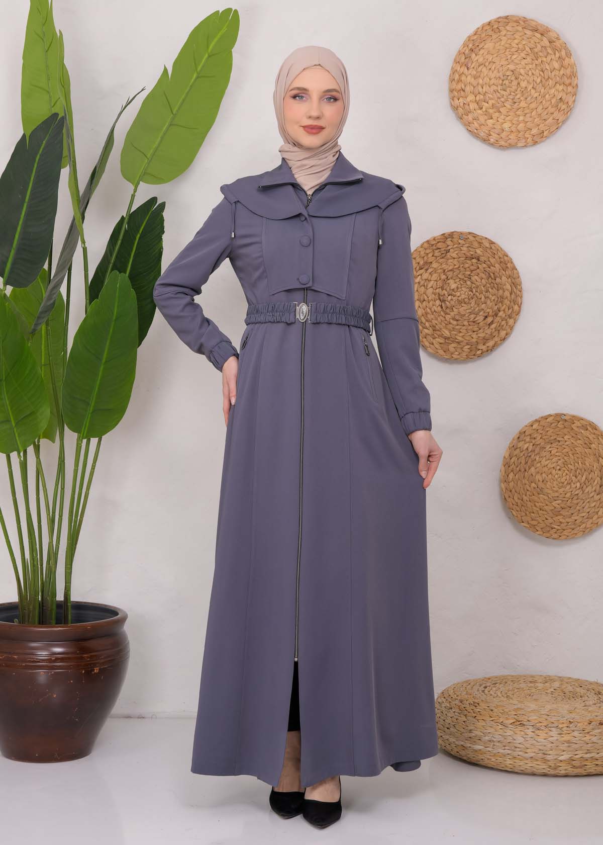 Modest Topcoat With Buttoned Detail 1220 Antrasıt