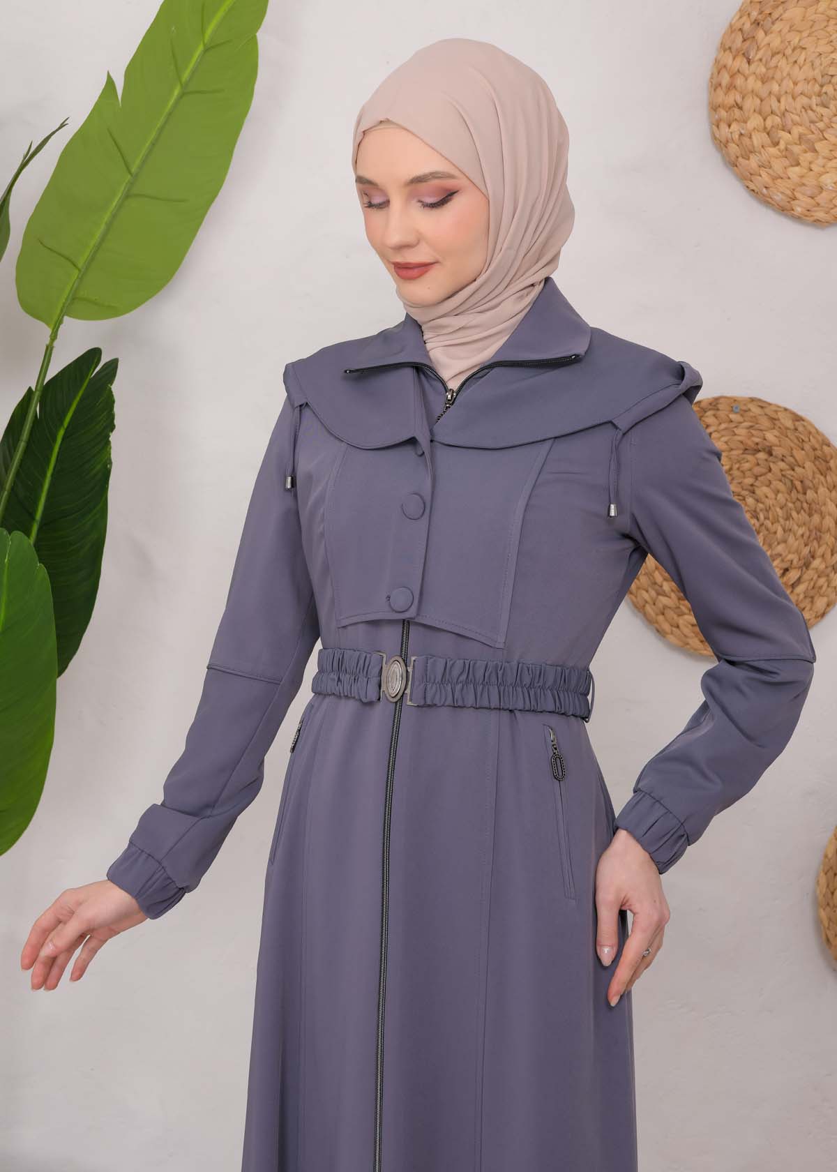 Modest Topcoat With Buttoned Detail 1220 Antrasıt