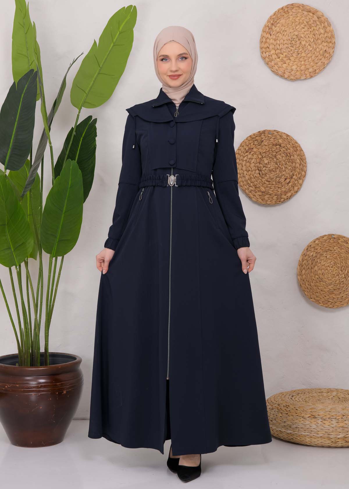 Modest Topcoat With Buttoned Detail 1220 - deep blue