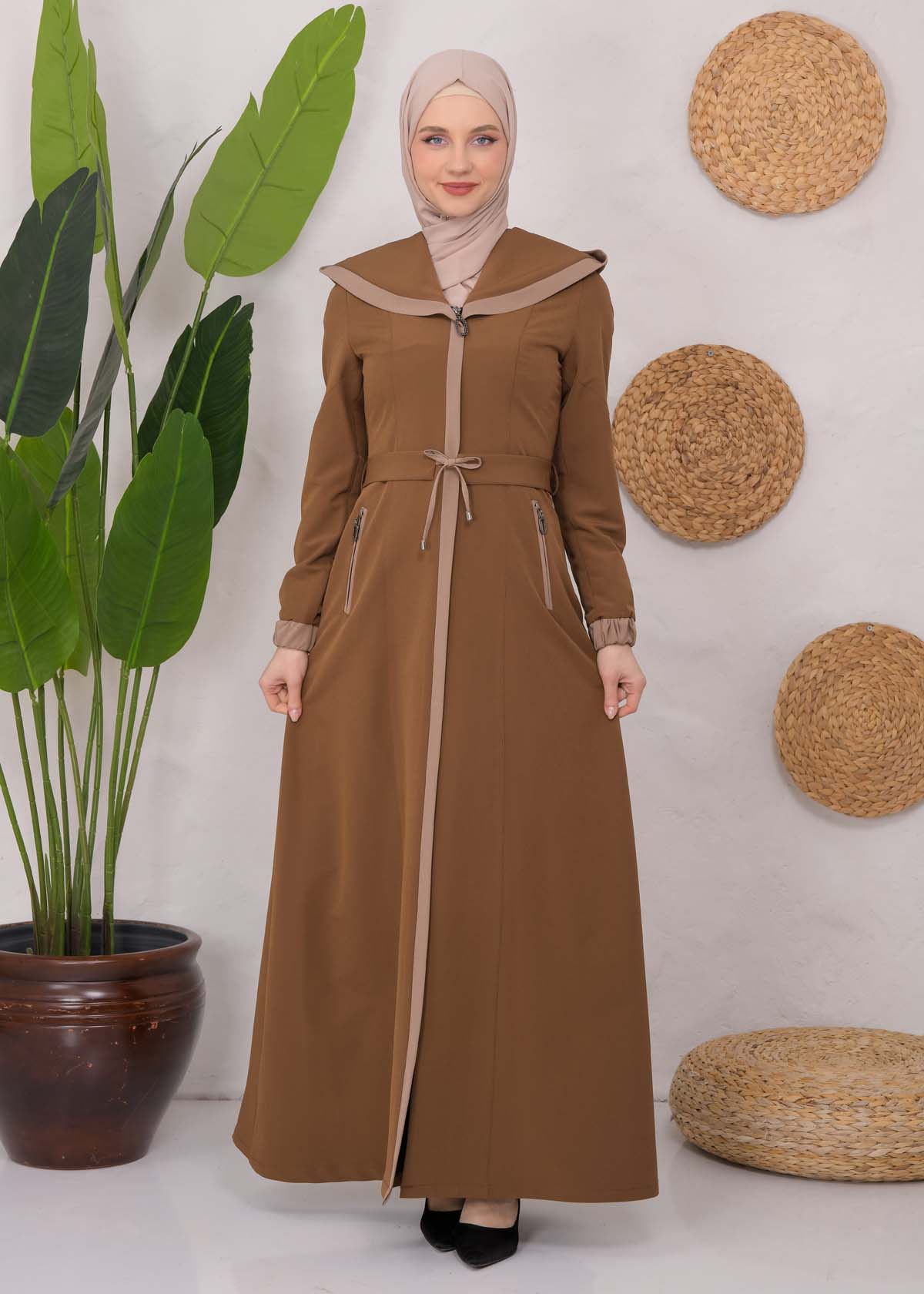 Modest linen  trench coat 1221 - tan