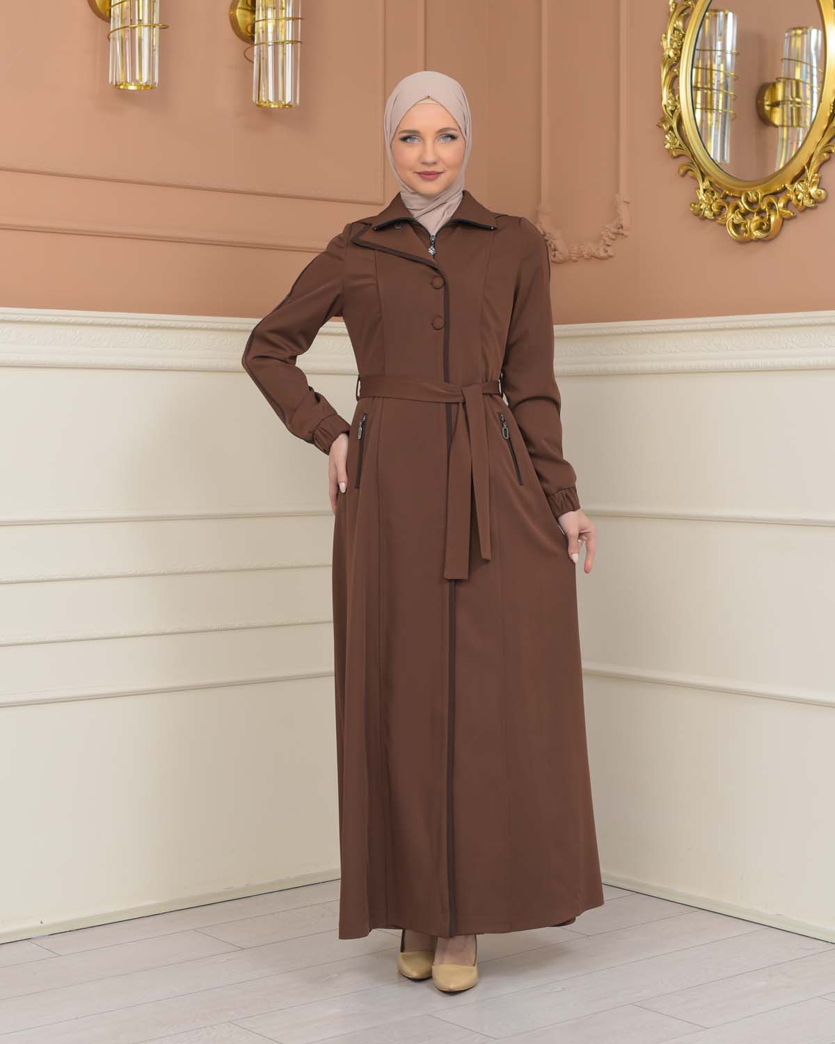 Modest Topcoat With Buttoned Detail 1230 - tan