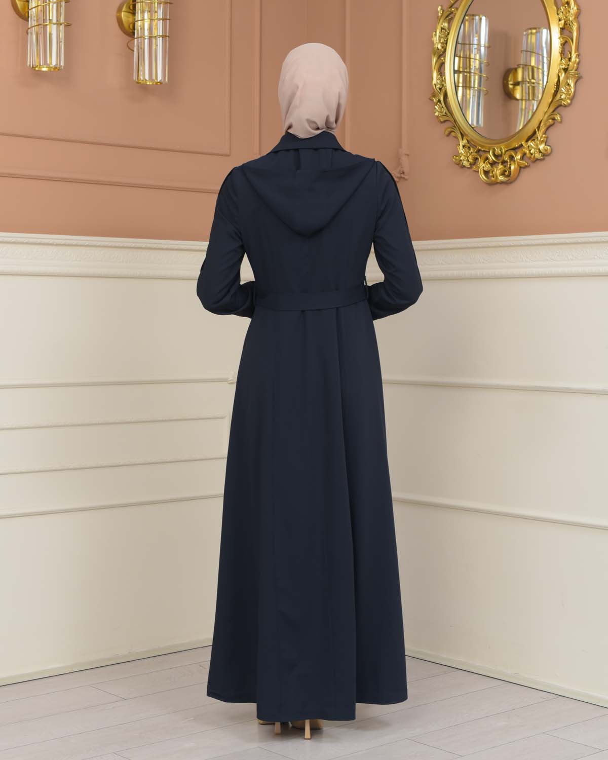 Modest Topcoat With Buttoned Detail 1230 - deep blue