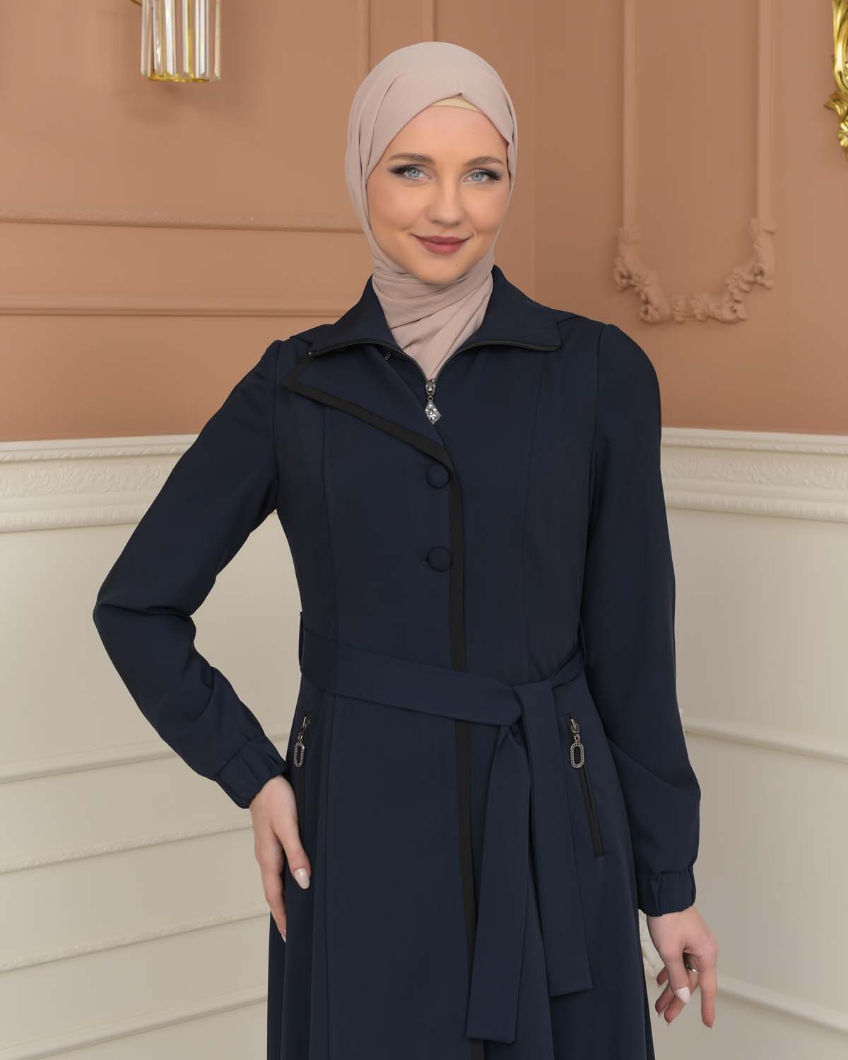 Modest Topcoat With Buttoned Detail 1230 - deep blue