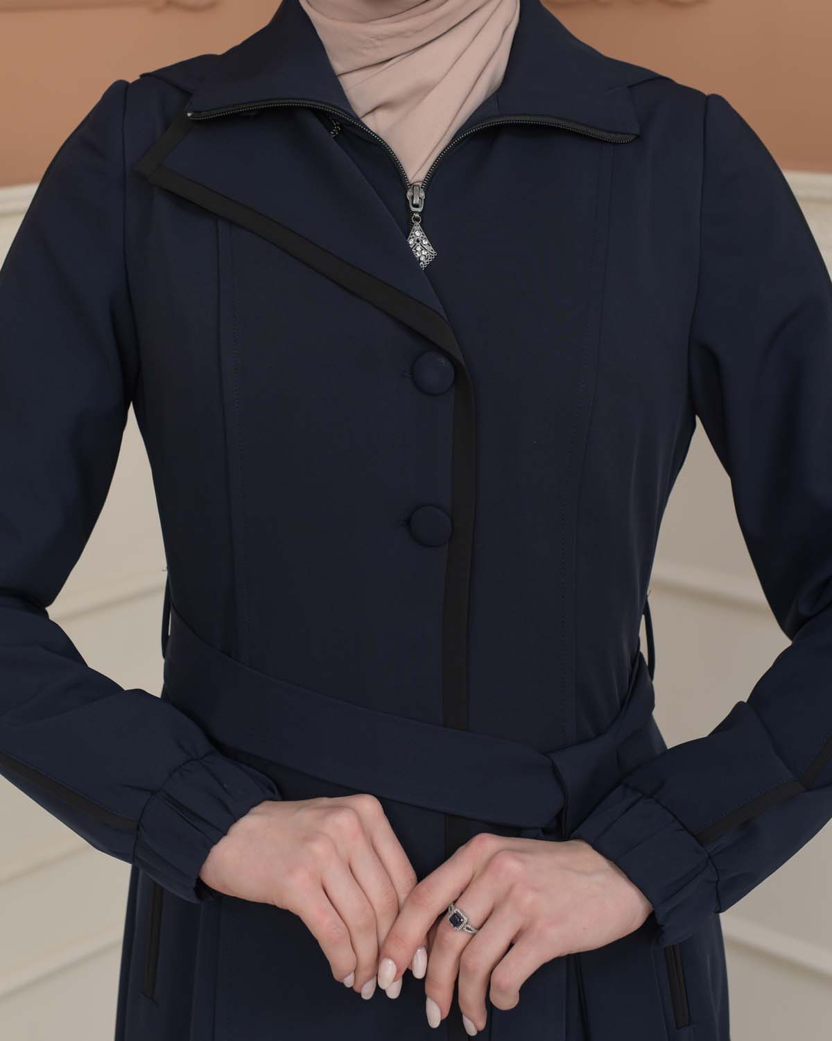 Modest Topcoat With Buttoned Detail 1230 - deep blue